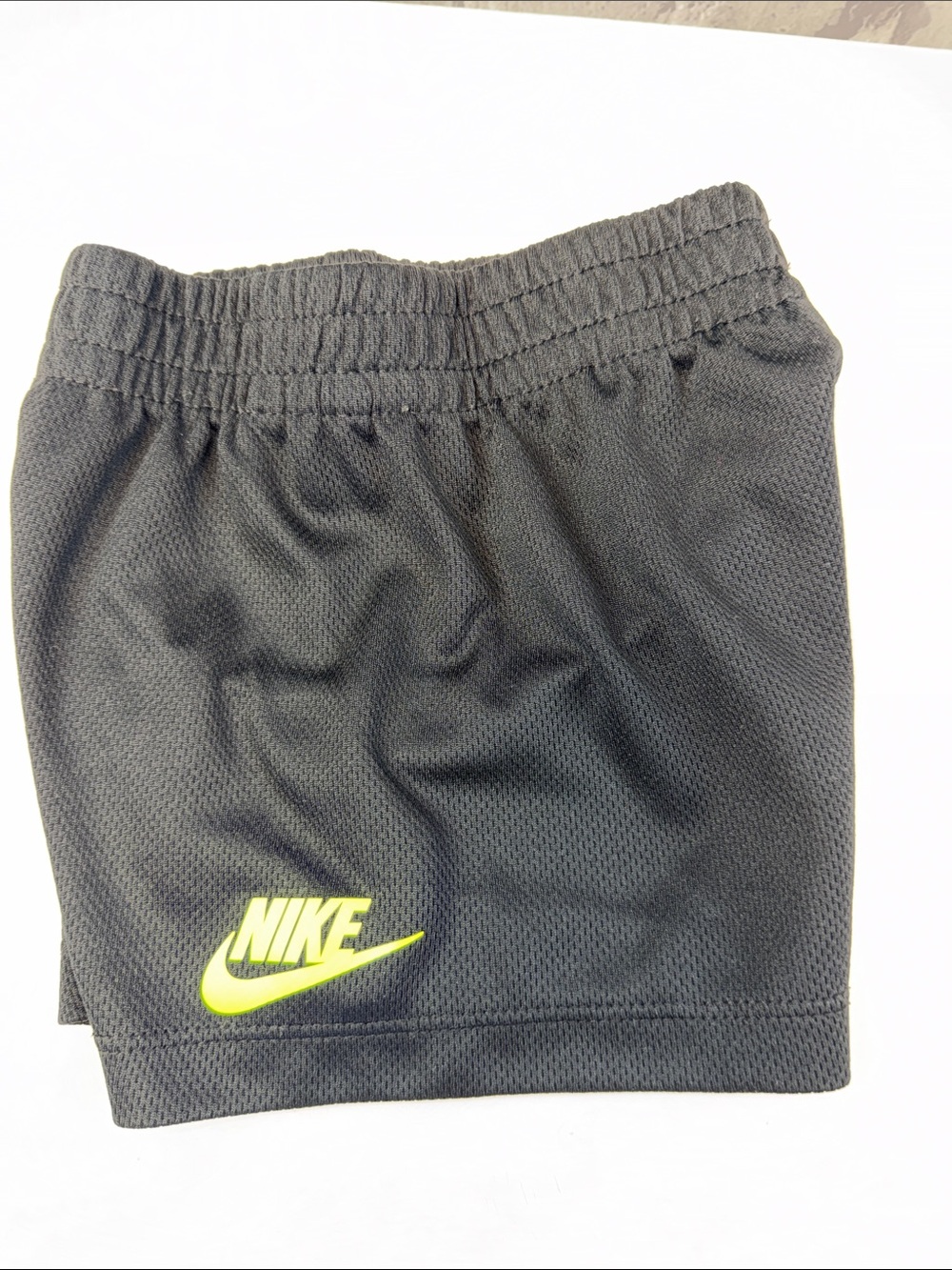 Nike Kids Black Shorts with Neon Yellow‎ Logo